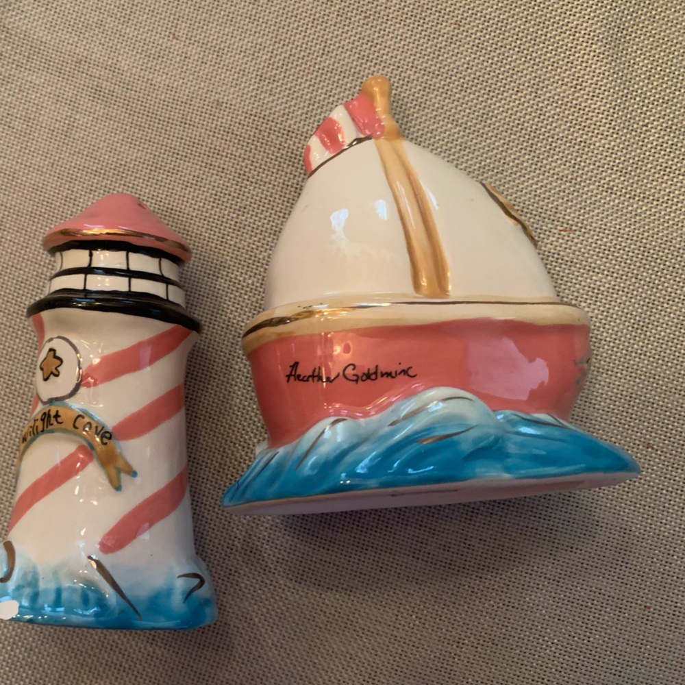 Andrea By Sadek Nautical Lighthouse Shakers - Pink, Blue, White